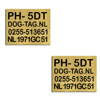 Brandplaatje messing - 4 regels (2,5 x 2cm)