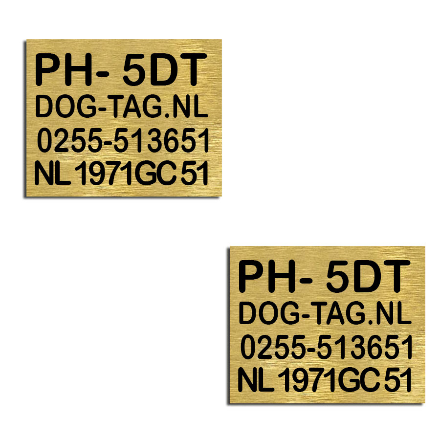 Brandplaatje messing - 4 regels (2,5 x 2cm)