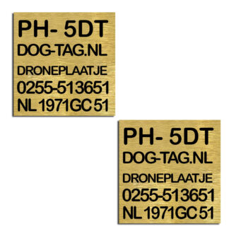 Brandplaatje messing - 5 regels (2,5 x 2,5cm)
